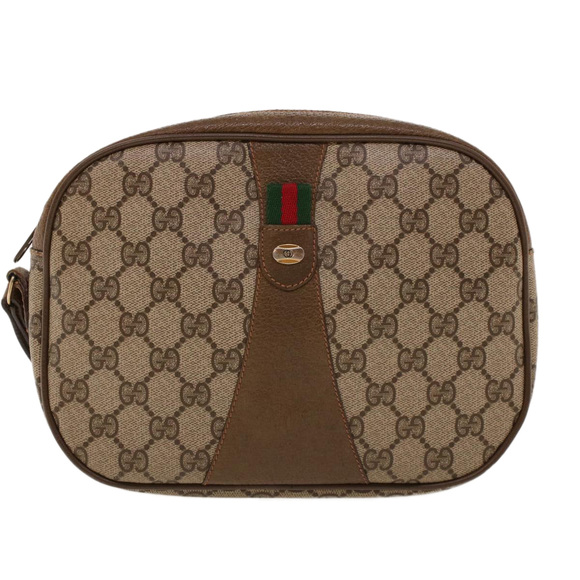 GUCCI GG Canvas Web Sherry Line Clutch Bag Beige Red Green 8901034 Auth 42098 - Picture 13 of 16